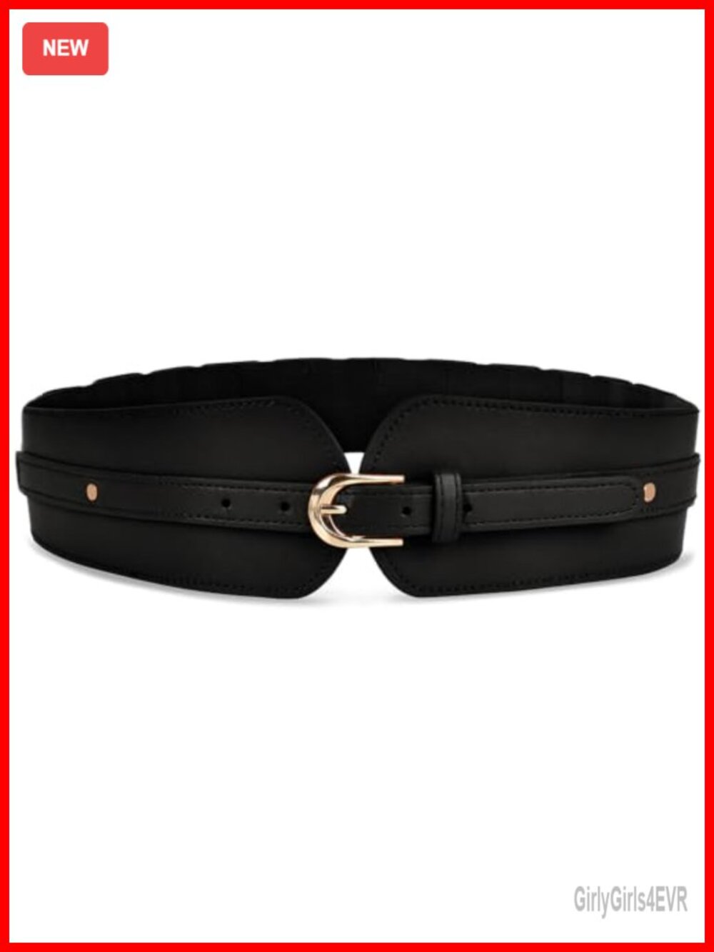 Wide Elastic Waist Belt for Dresses PU Leather Cinch Belt Metal Buckle